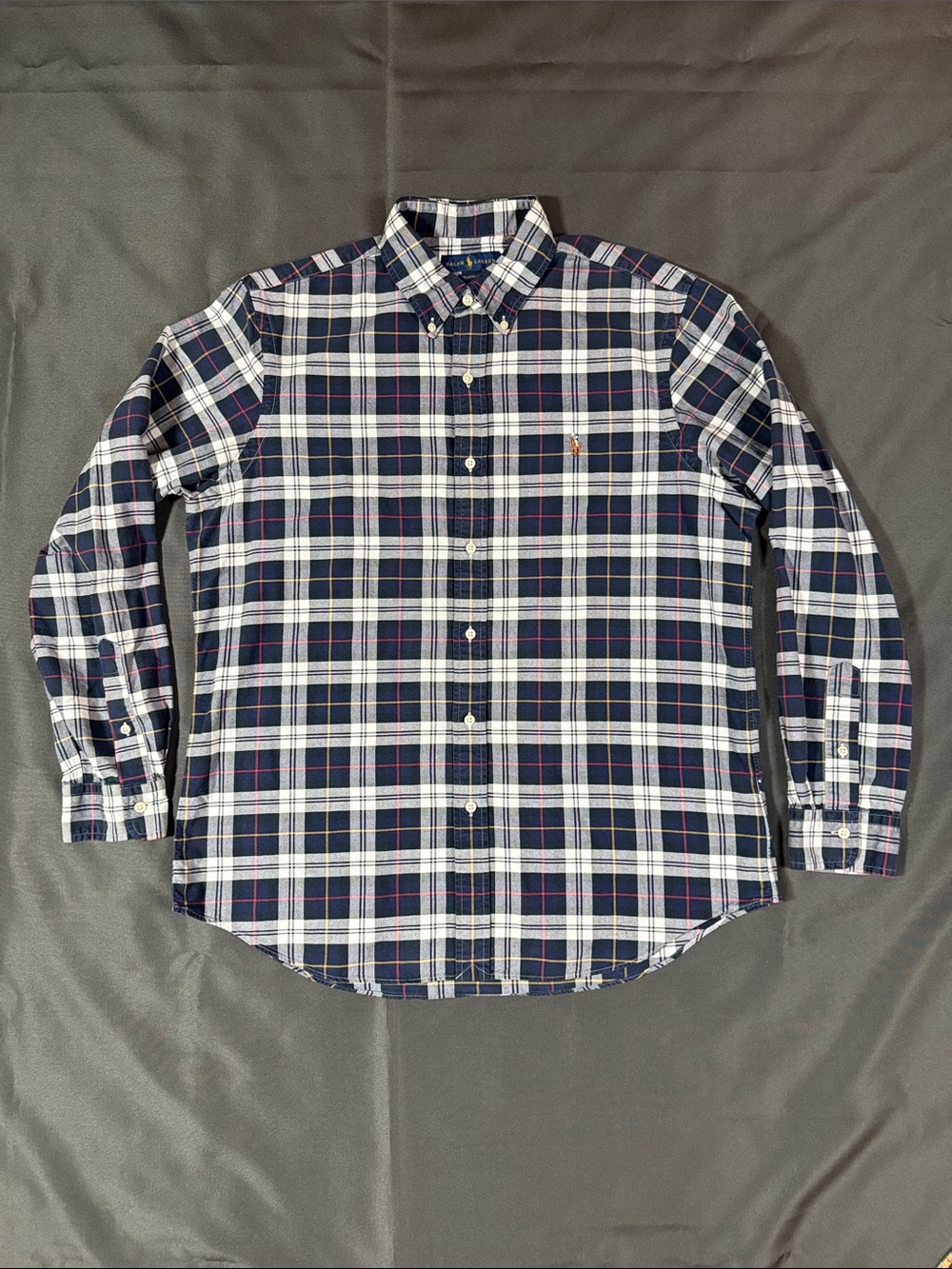 Ralph Lauren Navy, White and Red Plaid Button-Down Shirt